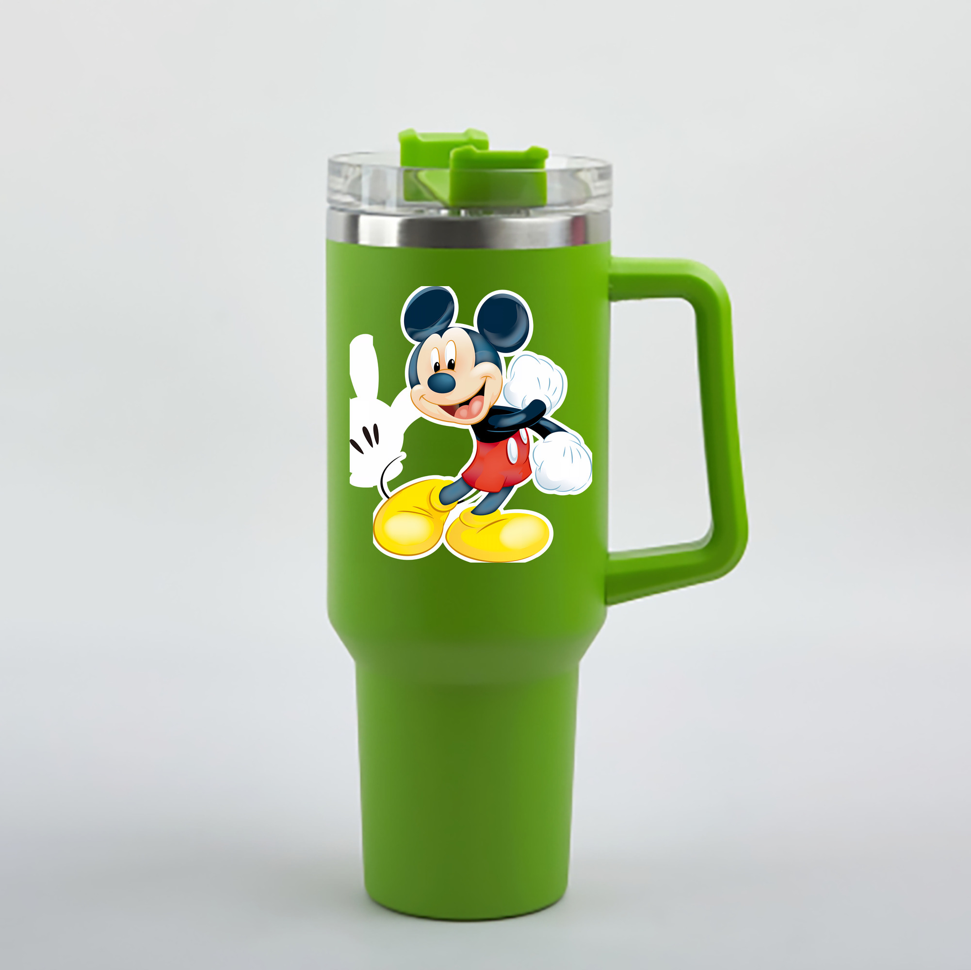 （画像用） ミッキーマウス Mickey Mouse 1200mL車用タンブラー - クリスタルステッカー（プラスチックストロー付き）